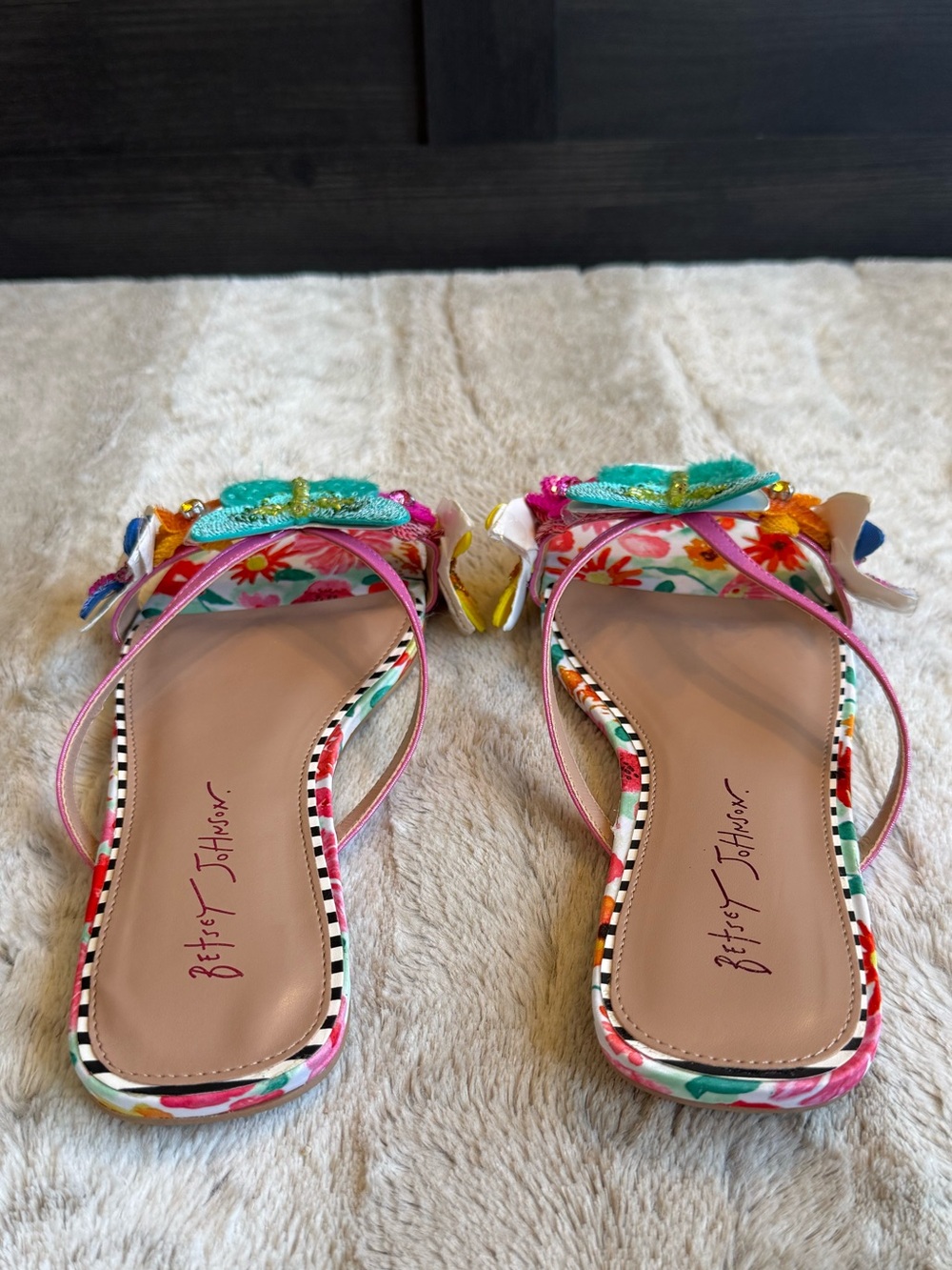 NEW Betsey Johnson Sellena Slide Sandal in Teal Multi Size 8.5” - Picture 9 of 13